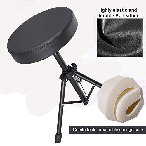 Universal Drum Throne Adjustable Padded Drum Stool with Anti-Slip Feet for Kids&Adult Black