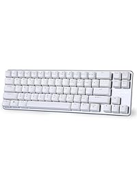 Teclado mecánico Qisan para juegos, color marrón, 68 teclas (60%), teclado con cable para juegos, color blanco y plateado