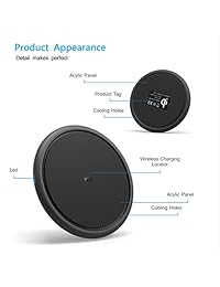 Bysionics Wireless Charger,2 Pack 10W Wireless Charging Compatible with iPhone Xs XS MAX XR X 8 8Plus,Galaxy S7 S8 S9, and More [No AC Adapter] (Black)