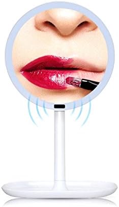 LED Lighted Vanity Makeup Mirror,USB Charging or USB Cable Sullpy Power, 360° Adjustable Stand for Makeup (Induction mirror)