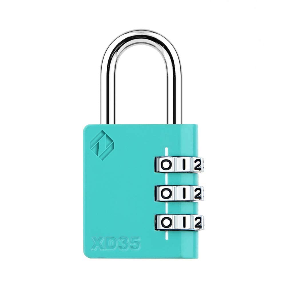 [ZARKER XD35] Small and Heavy Duty 3-Digit Combination Padlock Different Design Defferent Colors and Strong Metal Locking Mechanism - Emerald 1pack