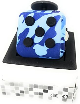 Fidget Box Anxiety &amp; Stress Release Toy - Fidget Box To Express Hyperactivity, Calm Down, Increase Focus - Fidget Cube ADHD Clicker Toy For Children &amp; Adults - Blue Camouflage