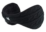 Womens Cable Knit Ear Muffs/Fleece Ear Warmers - Behind The Head Style Knit Winter Earmuffs Black