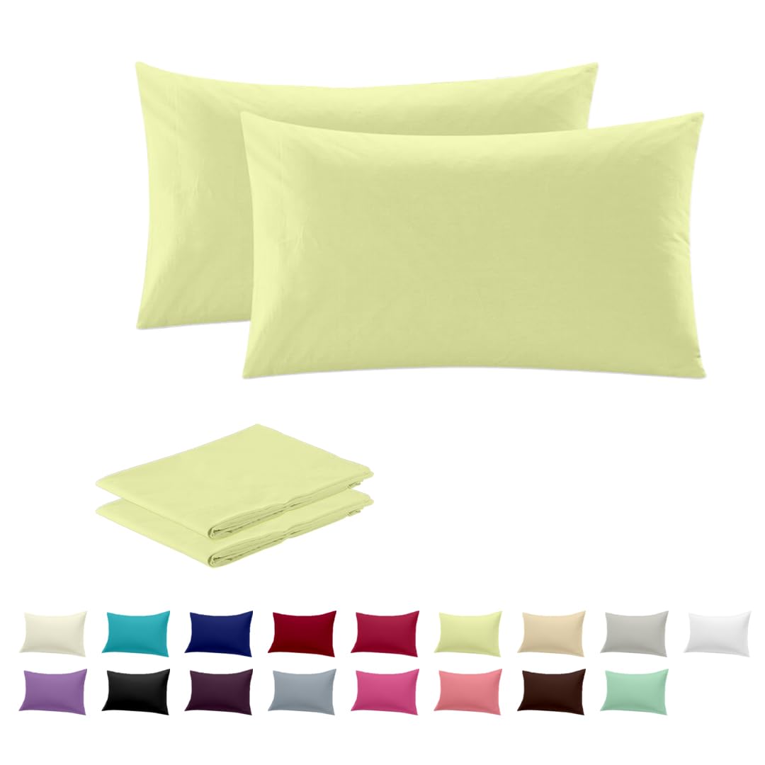 Rohi Luxury Lemon Pillowcases 2 Pack - (50×75cm) | Soft & Comfy Cotton Blend Pillow Covers with Envelope Closure | Breathable, Anti-Allergy, Fade & Wrinkle Resistant