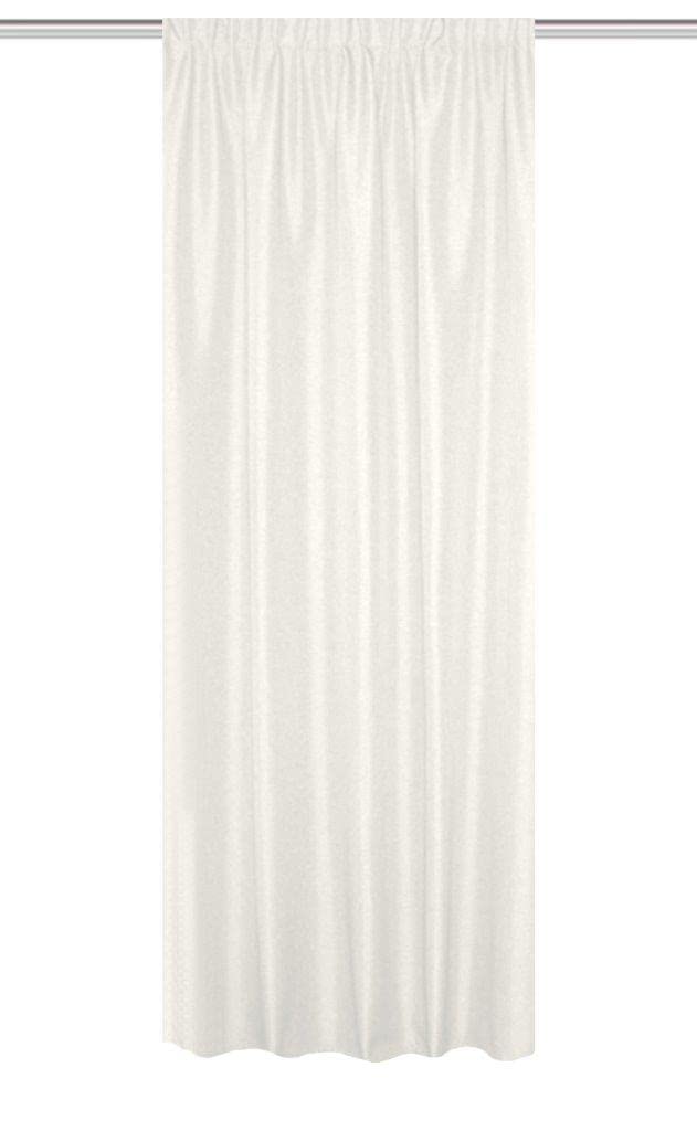 HOMEbasics 085960-0910 Thermal Curtain with Combination Band 225 x 135 cm Polyester Wool White
