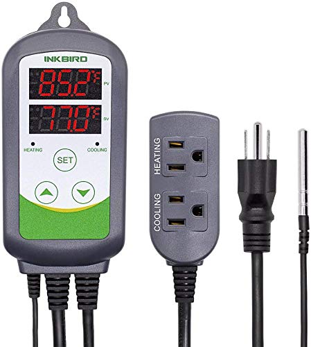 Inkbird ITC-308 Digital Temperature Controller Outletsmoker Thermostat, 2-Stage, 1100W, with Sensor Reptile Beer Brewing Kegs Fridge Cured Meat Breeding