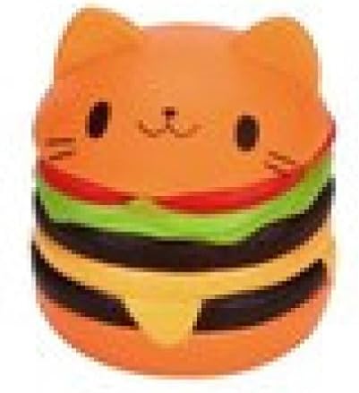 Exquisite Fun Simulation Hamburger Scented Squishy Charm Collection Stress Relief Calming Autism Sensory Therapy Tangle Time Killing Toy Fof Kids Adult (Orange, 9.5✕8.5 cm)