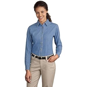 Port & Company Women’s Long Sleeve Value Denim Shirt www.denim.fit