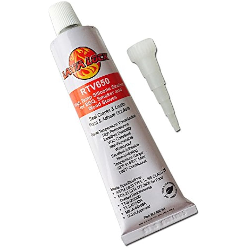 LavaLock RTV 650 F BBQ Grill Smoker Sealer Hi Temp Silicon Adhesive 3