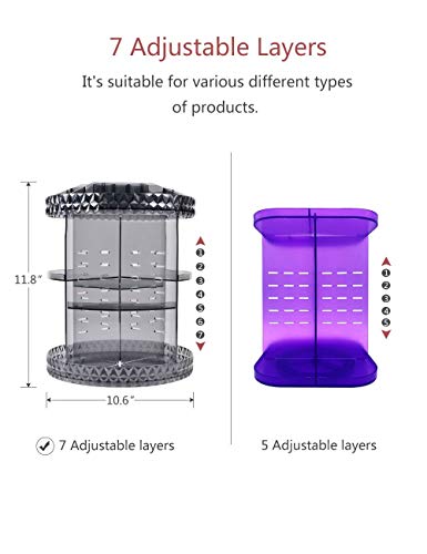 DreamGenius Makeup Organizer, 360° Rotating Adjustable Carousel Storage for Cosmetics, Toiletries, and More - Great for Vanity, Bathroom, Bedroom, Closet, Kitchen - Thumbnail 4