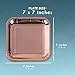 Juvale Sturdy Rose Gold Paper Plates 48-Pack - Disposable Rose Gold Dessert Square Plates for Appetizer, Lunch, Dinner, and Dessert, Birthday Party 7 x 7 Inches