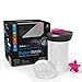 BluePeak Protein Shaker Bottle 20-Ounce, 2-Pack, with Dual Mixing Technology. BPA Free, Shaker Balls & Mixing Grids Included (Black & Pink)