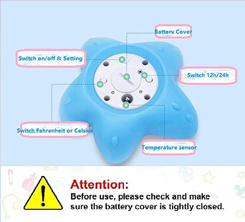 Termometro da bagno per bambini, termometro digitale per camera, giocattolo da bagnetto galleggiante nella vasca da bagno con allarme LED, anatra gialla (Stella Marina)