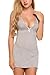 Avidlove Sleepwear Womens Chemise Sexy Nightie Full Slip Lace Babydoll Dress (L, Gray)
