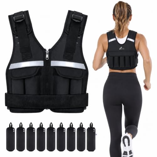 Sportneer Verstellbare Gewichtsweste 0,9-8kg, 9-in-1 Schnell Verstellbare Laufweste für Männer und Frauen, Krafttraining, Calisthenics und Gym, Hochwe