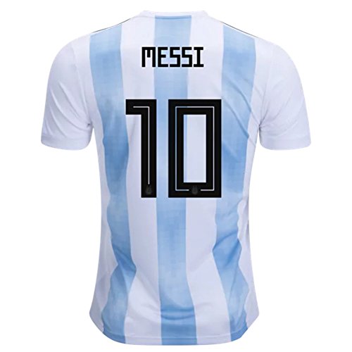 Argentina #10 Messi Home Stadium 2018 National Team Mens Soccer Jersey Blue/White Size L