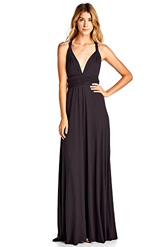 12 Ami Solid Convertible Multi Way Long T-Shirt Maxi Dress - Made In USA
