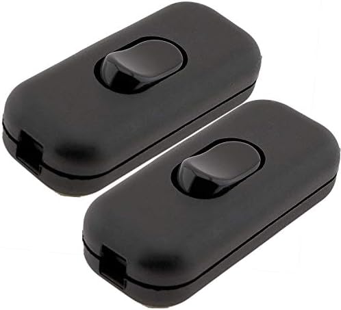 Twin Pack Quality 6Amp Inline Switch in Black for Small Appliance or Lamp Accepts 1-3 Core Round or Flat Wire