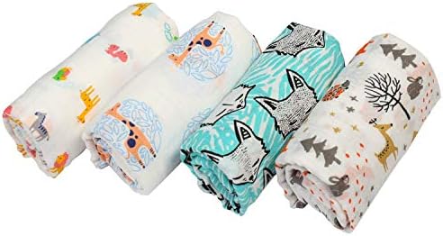 Muslin Swaddle Blankets for Newborn - 100% Cotton Durable, Unisex, Soft, Lightweight, Super Comfortable & Soft Swaddle Wrap I Set of 4 Large I Baby Shower Gifts for Girls