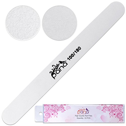 Pana (Grit: 100 x 180, Pack of 10 Pieces) USA Professional White Round Emery Board Nail Files