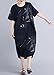 ELLAZHU Women Summer Crew Neck Pencil Sketch Printed Dress GA691 Blue, One Size