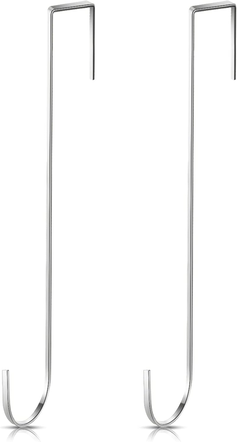 Wreath Hangers - Ripeng 12 Inch Wreath Hanger Hooks Christmas Hanger Wreath Door Hanger Metal Hooks Over The Door Hanger for Christmas Front Door Decorations (Silver,2 Pieces)
