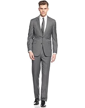 Kenneth Cole Slim Fit Gray Pindot Two Button Wool New Men's Suit Set