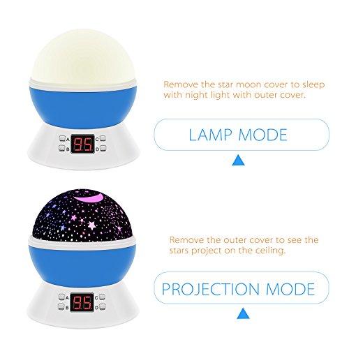 Star Sky Night Lamp,ANTEQI Baby Lights 360 Degree Romantic Room Rotating Cosmos Star Projector with LED Timer Auto-Shut Off,USB Cable for Kid Bedroom,Christmas Gift (Blue)