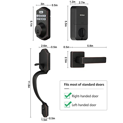 Revolo RE001 Electronic Keypad Deadbolt, Keyless Entry Door Lock, Keyed