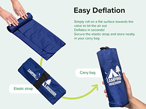 Camping Sleep Mat - Compact & Lightweight Inflatable Sleeping Pad for Backpacking - Ultralight Air Mattress Engineered for Comfort - with 3 Repair Patches and Bonus Survival Whistle - Thumbnail 5