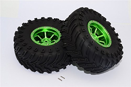 Aluminum 6 Poles Beadlock & Nylon Wheels Frame With 2.2' Tire & Foam Insert - 1Pr Green