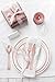 25 Guest Plastic Silverware Rose Gold Plates, Rose Gold Napkins, Rose Gold Plastic Cups, Rose Gold Plastic Plates for Parties, Rose Gold Silverware Plates Disposable Rose Gold Party Supplies Dessert