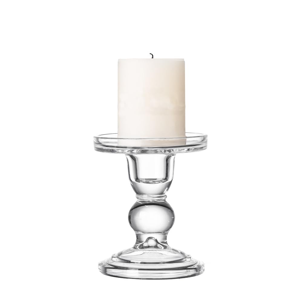 Glass Candle Holders Taper Candle Candlesticks Clear Candlestick Candle Stand for Dinner Table Wedding Party Home Decoration(Without Candles)