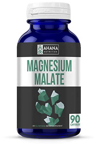 Ahana Nutrition Pure Magnesium Malate - Muscle Support and Energy Supplements (1,350mg  90 Capsules)