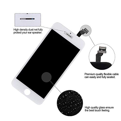 iPhone 6 Screen Replacement White LCD Display Touch Screen Digitizer Frame Assembly Full Set with Free Tools and DRT Professional Glass Screen Protector for iPhone 6 (4.7 inches) (White)