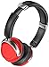 Sentey LS-4232 Phaint Red Headphones with Microphone, Inline Control for Travel, Running, Sports Headset, Audio for Kids, Men, Woman, Strong Bass, Earcups Rotation and Carrying Case Included