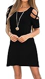 KATEKATECAT Womens Dresses Cold Shoulder Round Neck Loose Tunic Casual T Shirt Dress