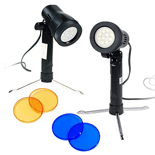 LimoStudio 2 Sets Photography Continuous LED Portable Light Lamp for Table Top Studio with Color Filters, Photography Photo Studio, AGG1501