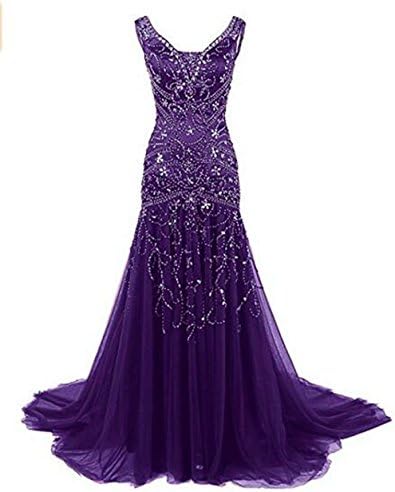 Uryouthstyle 2017 Crystals Mermaid Mother Of The Bride Dresses Long Prom Gowns US 2 Purple