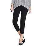 Women's Cotton Capri Cropped Leggings Pants (Small, Black)