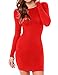 Haola Women's Sexy Casual Long Sleeve Short Dress Mini Dress S Red