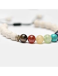 Pulseras de chakras - Gemas semipreciosas naturales - Difusor de aceites esenciales - Pulseras de lava - También aptas para parejas - Pulseras de distancia para mejor amigo - Cuentas de piedra de roca - Alivio de la ansiedad - Protección de la curación