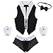 iiniim Mens Maid Roleplay Outfit Tops with Thong Collar Handcuffs Lingerie Set