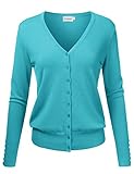JJ Perfection Women's V-Neck Button Down Long Sleeve Knit Cardigan Sweater