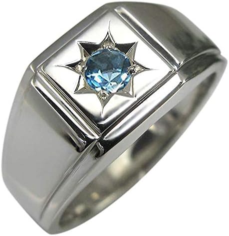 メンズリング ブルートパーズ プラチナ Pt900 地金 リングサイズ13号 印台リング ブランド品 指輪