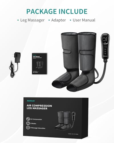 Nekteck Leg Compression Massager for Circulation and Relaxation, Foot and Calf Massage Machine 2 Modes 3 Intensities with Hand-held Controller for Pain Relief