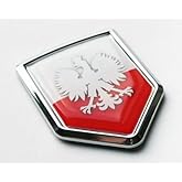 Car Chrome Decals CBSHD168W Poland White Eagle Flag Decal Car Chrome Emblem Shield Shape Sticker Polish Polska