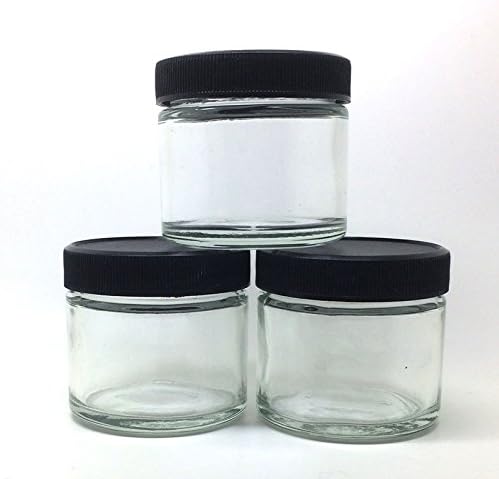 DabJars : 3 piece glass jar set - 2 oz (60 ml) jars (2.2" x 2") storage containers screw top lid
