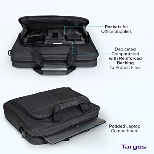 Targus Classic Slim Laptop Bag - Ergonomic Briefcase and Messenger Bag - Spacious Foam Padded for Laptops and Under