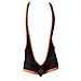 iYunyi Mens Open Back Bodywear Sexy Lingerie Bodysuit Wrestling Singlet Struggles,Black/Orange,XL